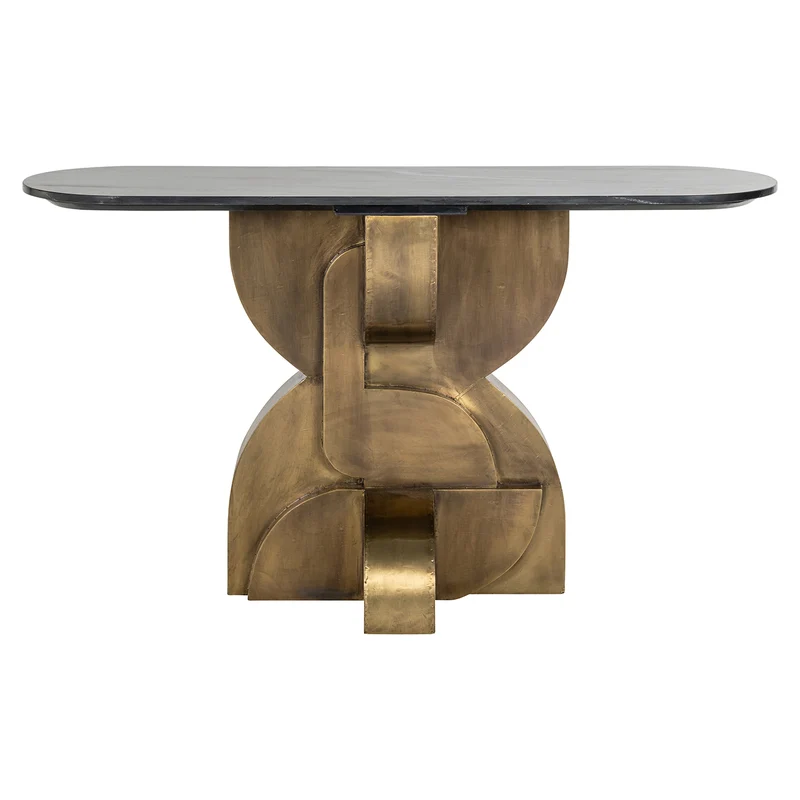 Konsole Gold Marmorstein, Konsolentisch schwarz, Breite 130 cm