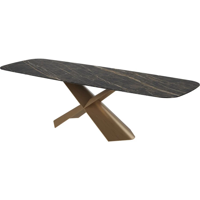 Esstisch Bronze-grau Keramik-Tischplatte, Tisch Keramik ausziehbar, Länge 180-280 cm