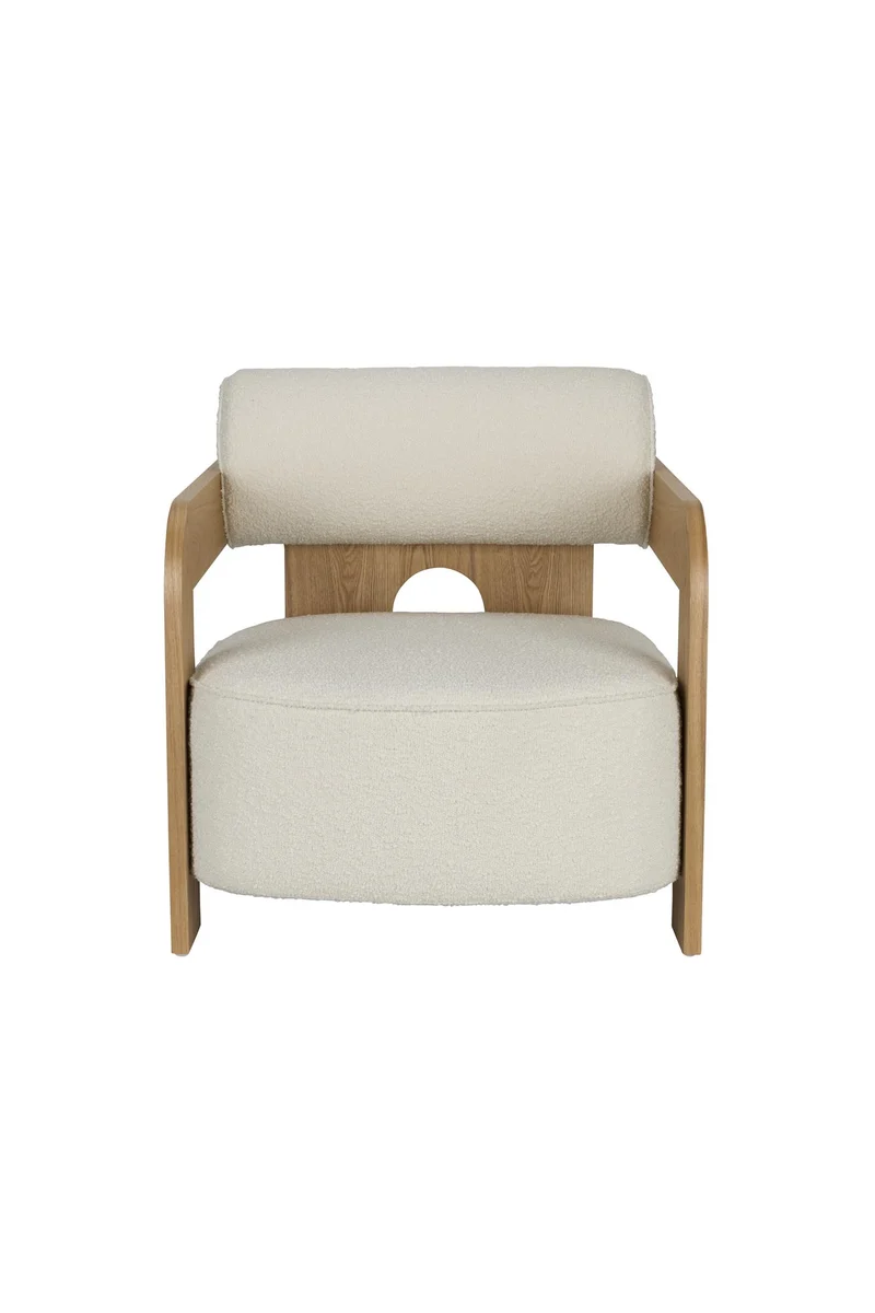 Lounge Sessel beige-Naturholz, Sessel beige Eiche-Natur