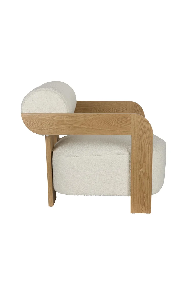Lounge Sessel beige-Naturholz, Sessel beige Eiche-Natur