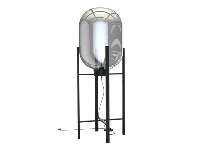 Stehlampe Glas Metall, moderne Stehleuchte schwarz, Stehlampe schwarz, Höhe 90 cm