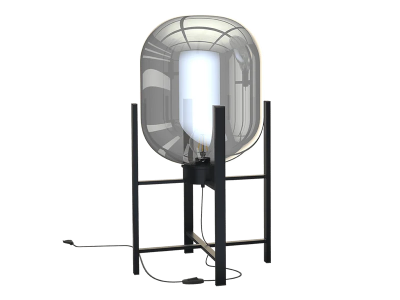 Tischlampe Glas Metall, moderne Tischleuchte schwarz, Tischlampe schwarz, Höhe 50 cm