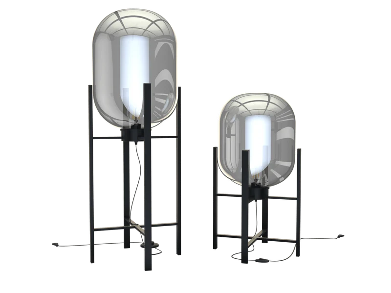 Tischlampe Glas Metall, moderne Tischleuchte schwarz, Tischlampe schwarz, Höhe 50 cm