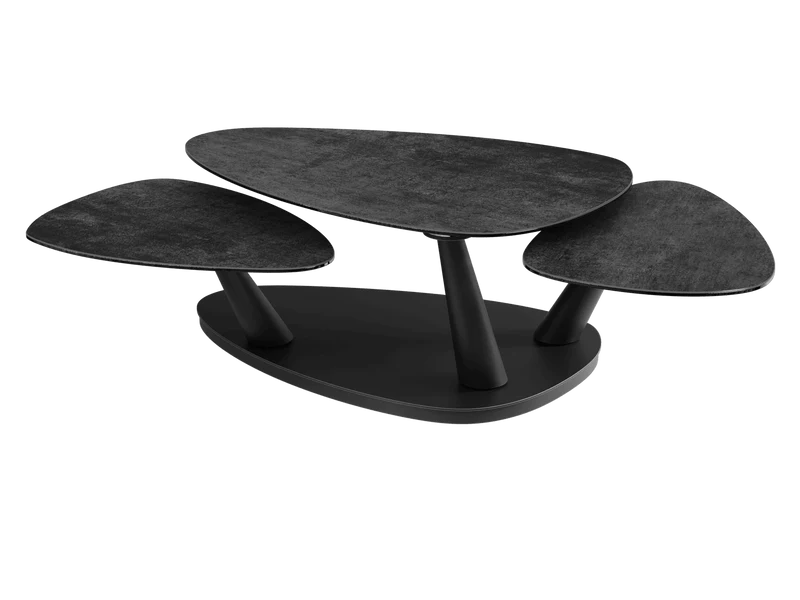 Couchtisch ausziehbar Keramik, Couchtisch Keramik verlängerbar, Couchtisch anthrazit, Länge 100-155 cm