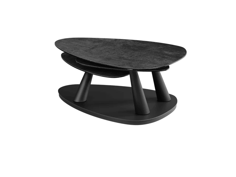 Couchtisch ausziehbar Keramik, Couchtisch Keramik verlängerbar, Couchtisch anthrazit, Länge 100-155 cm