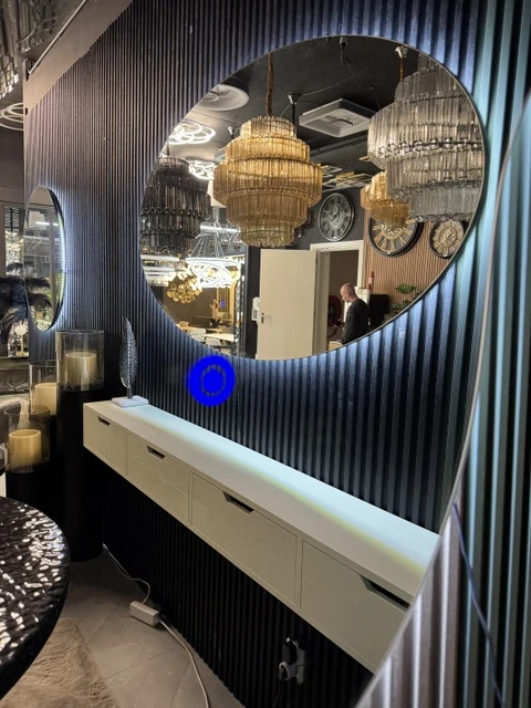 Wandspiegel rund mit LED Hintergrundbeleuchtung, Spiegel rund LED Beleuchtung, Durchmesser 100 cm