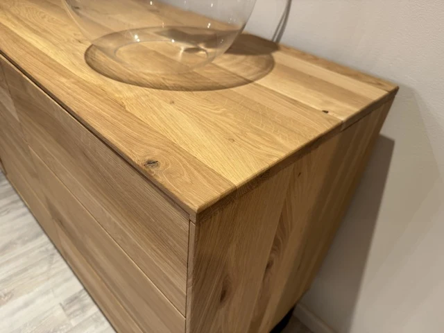 Sideboard Eiche massiv, Anrichte mit Glastür Eiche, Breite 160 cm