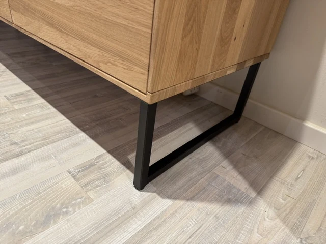 Sideboard Eiche massiv, Anrichte mit Glastür Eiche, Breite 160 cm