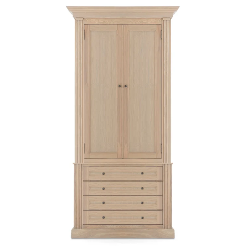 Bücherschrank Eiche-Natur, Wohnzimmerschrank mit vier Schubladen, Breite 100 cm