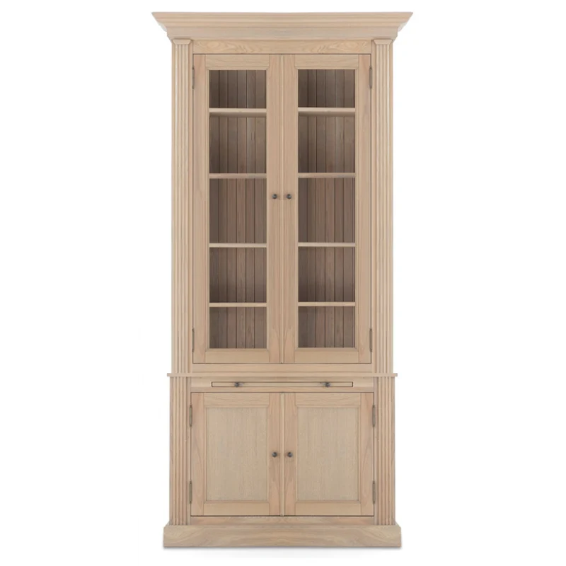 Vitrine Eiche-Natur, Wohnzimmerschrank mit vier Türen, Breite 100 cm