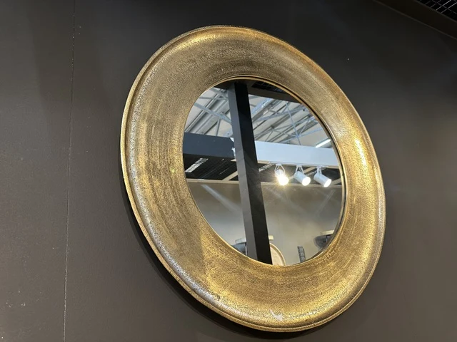 Spiegel rund Bronze, Wandspiegel rund Gold, Durchmesser 88 cm