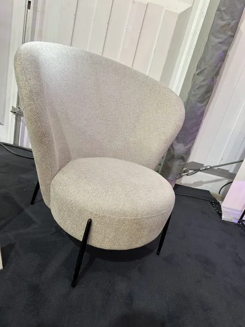 Sessel weiß Boucle-Stoff, Sessel gepolstert weiß