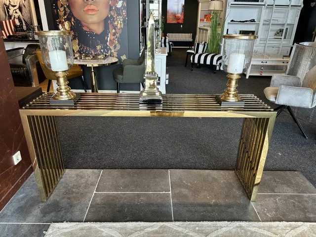 Metall Konsole Gold, Konsole Metall Gold, Wandtisch Gold Metall, Breite 160 cm