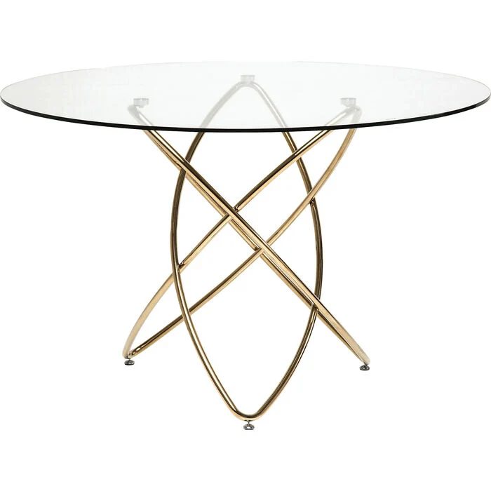 Runder Glastisch Gold, Esstisch rund Gold, Glastisch rund, Durchmesser 120 cm