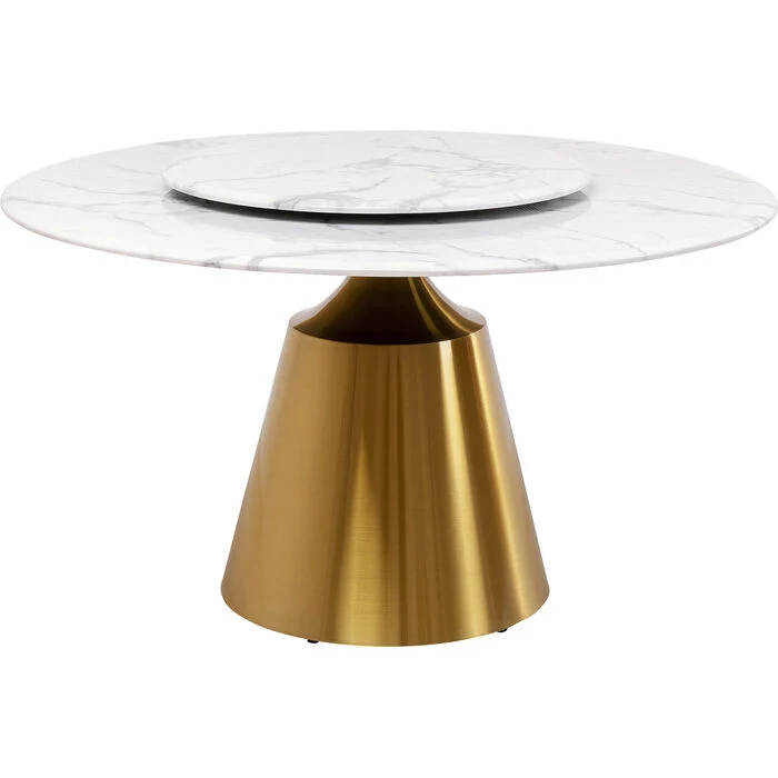 Runder Tisch Marmoroptik, Esstisch rund Tischgestell Gold, Durchmesser 135 cm