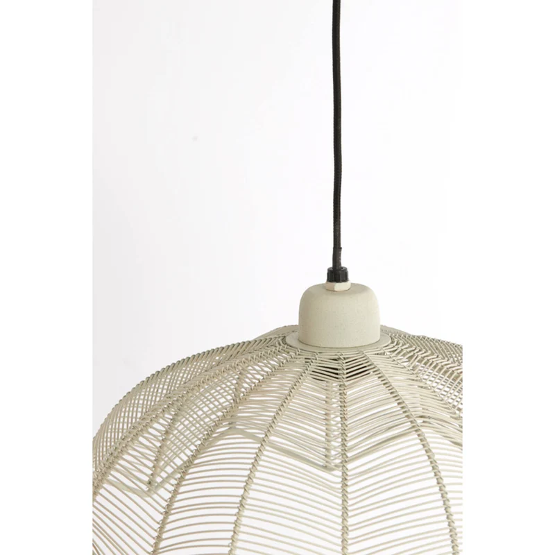 Metall Hängeleuchte crème, Hängeleuchte crème, Rattan Look, Ø35x15 cm