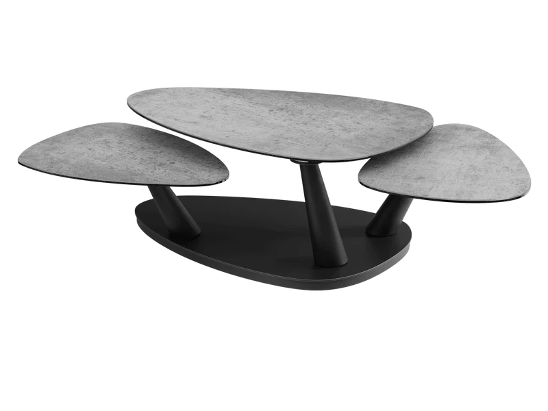 Couchtisch ausziehbar Keramik, Couchtisch Keramik verlängerbar, Couchtisch grau, Länge 100-155 cm