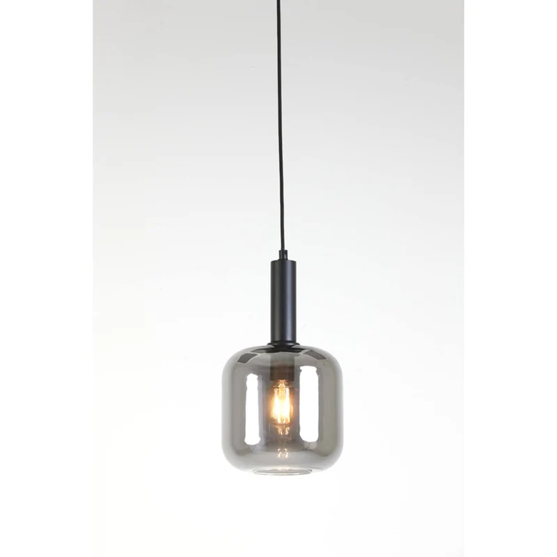 Hängeleuchte schwarz-grau, Hängelampe Glas schwarz, Durchmesser 16 cm