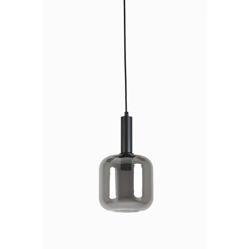 Hängeleuchte schwarz-grau, Hängelampe Glas schwarz, Durchmesser 16 cm