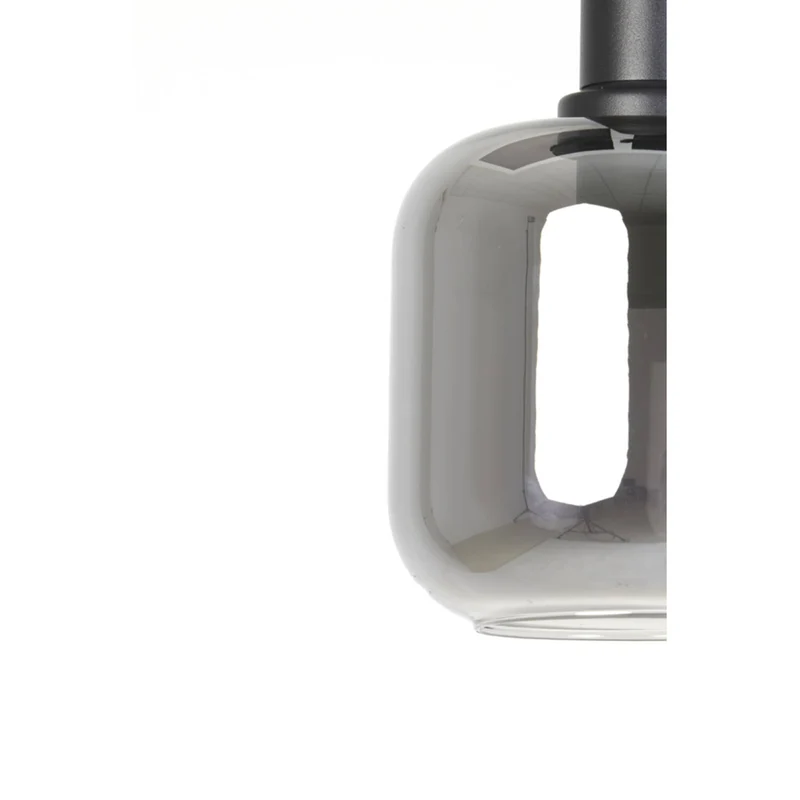 Hängeleuchte schwarz-grau, Hängelampe Glas schwarz, Durchmesser 16 cm