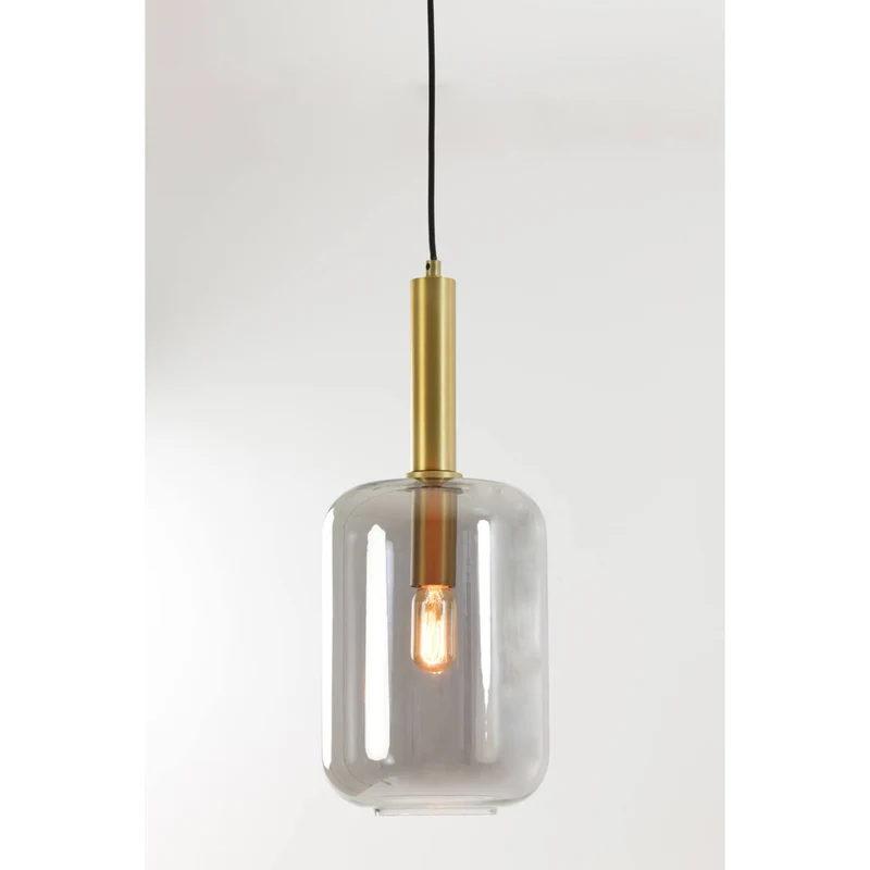 Hängeleuchte Gold-grau, Hängelampe Glas Gold, Durchmesser 22 cm