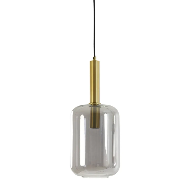 Hängeleuchte Gold-grau, Hängelampe Glas Gold, Durchmesser 22 cm