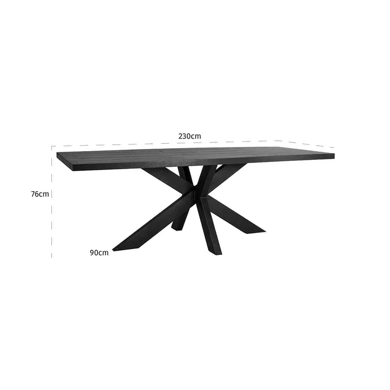 Esstisch Eiche, Tisch, Eichenholz/ Schwarz, Breite 230 cm