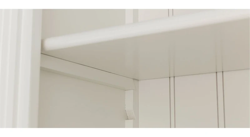 Bücherschrank weiß Landhausstil, Bücherschrank klassisch mit Beleuchtung, Breite 218 cm