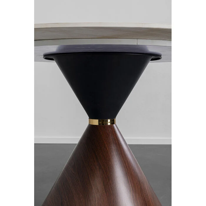 Runder Tisch Marmoroptik, Esstisch rund Tischgestell braun, Durchmesser 120 cm