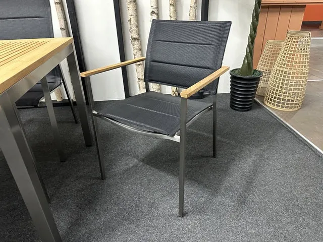 Gartentisch Edelstahl Teakholz Tischplatte, Gartentisch Edelstahl, Länge 152 cm