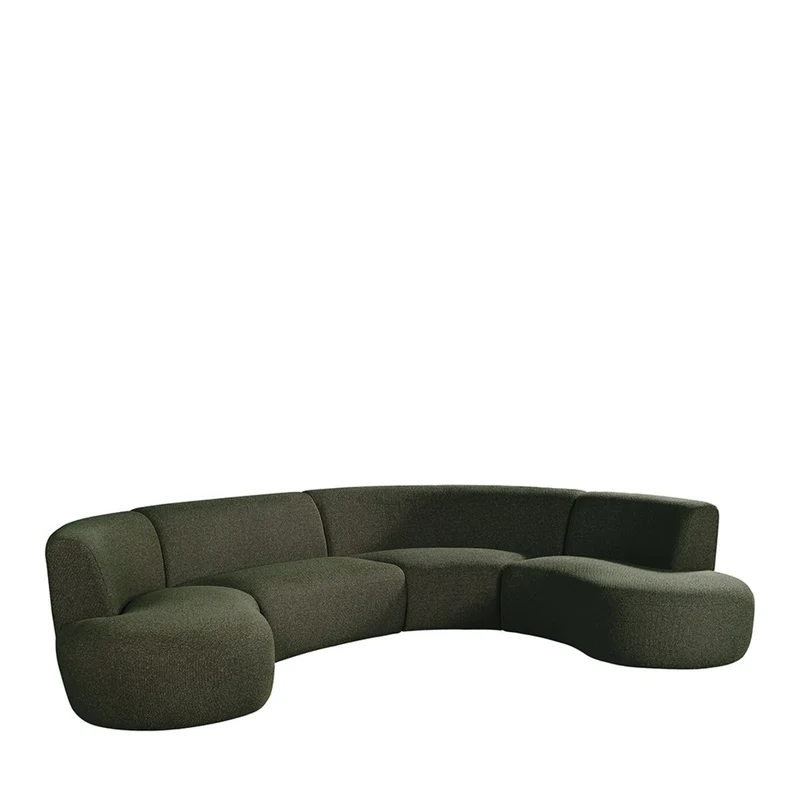 Sofa halbrund dunkel-grün, rundes Sofa grün modern, Lounge-Sofa halbrund grün, Breite 350 cm