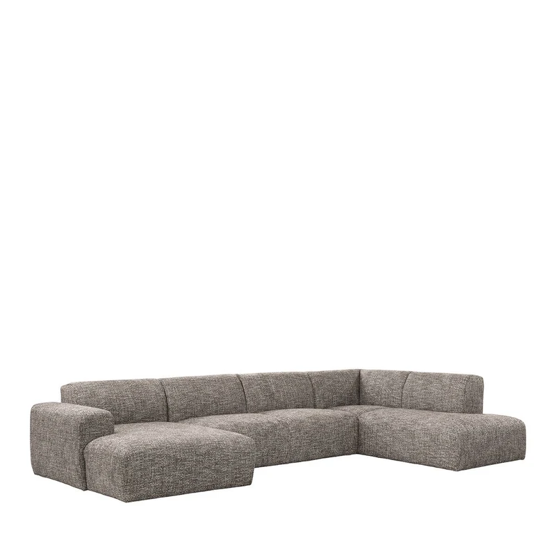 Sofa taupe halbrund Natur-Stoff, Sofa modern, Lounge-Sofa taupe halbrund, Breite 380 cm