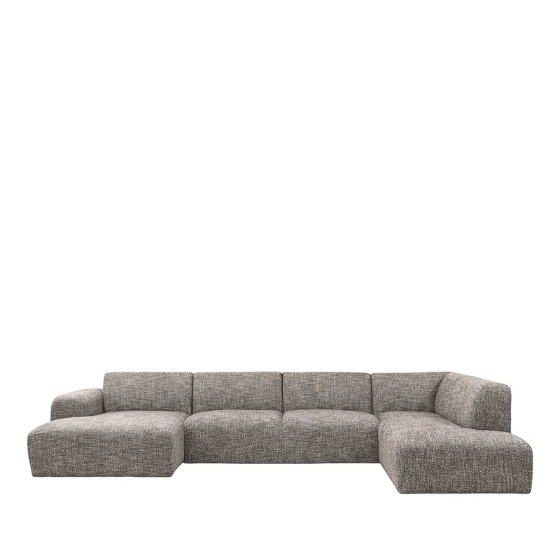 Sofa taupe halbrund Natur-Stoff, Sofa modern, Lounge-Sofa taupe halbrund, Breite 380 cm