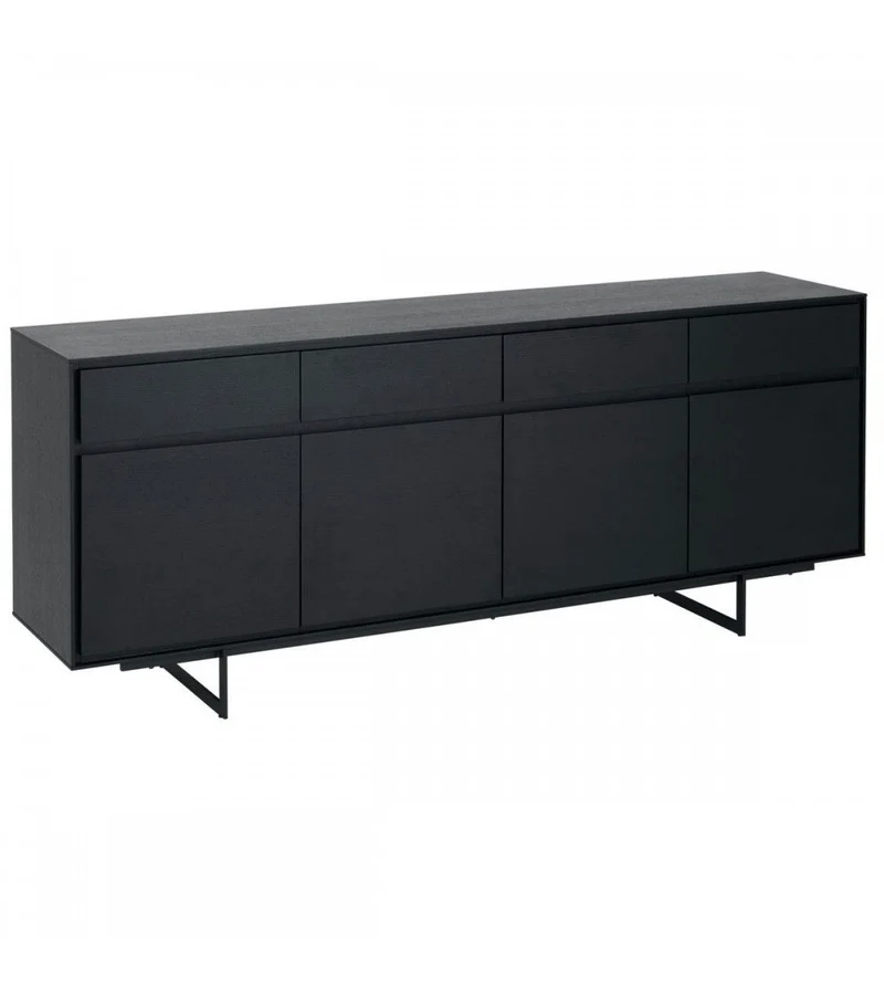 Sideboard schwarz, Anrichte schwarz, Breite 205 cm