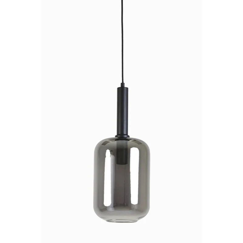 Hängeleuchte schwarz-grau, Hängelampe Glas schwarz, Durchmesser 22 cm