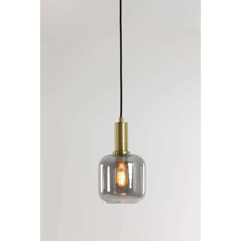 Hängeleuchte Gold-grau, Hängelampe Glas Gold, Durchmesser 16 cm