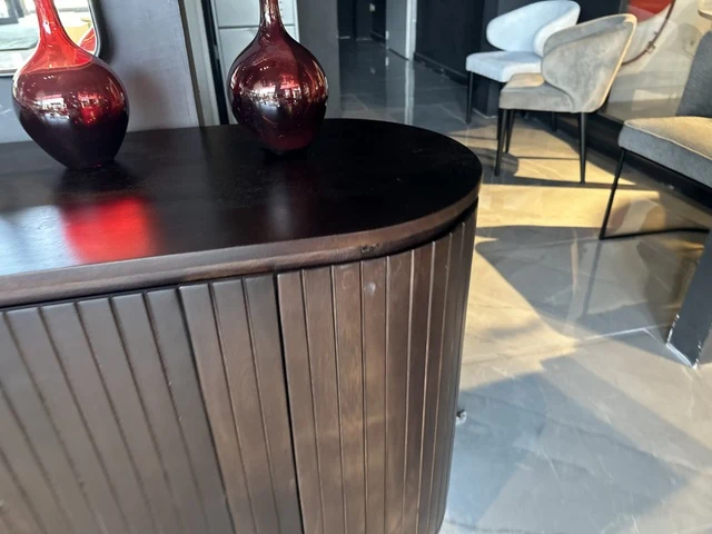 Sideboard braun oval, Anrichte oval braun, Sideboard braun Holz, Länge 180 cm