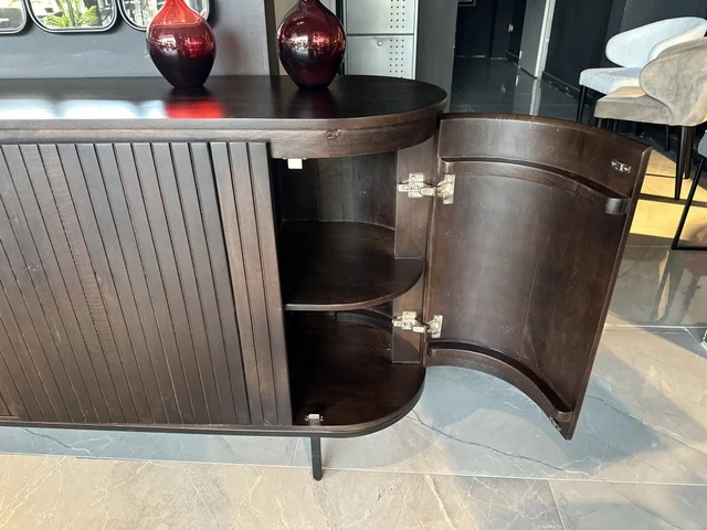 Sideboard braun oval, Anrichte oval braun, Sideboard braun Holz, Länge 180 cm