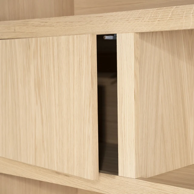 Schrank modern Farbe Naturholz, Schrank Naturholz mit drei Türen und zwei Schubladen, Wohnzimmerschrank Naturholz, Breite 150 cm