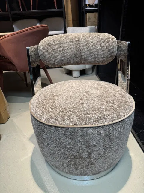 Sessel grau-braun, drehbarer Sessel Metall-Gestell