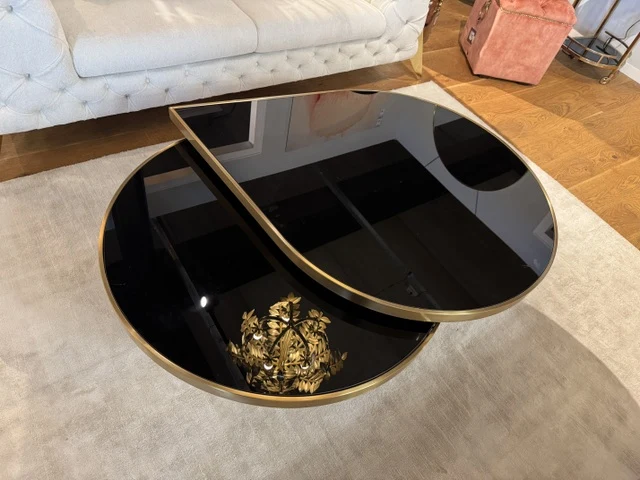 Couchtisch ausziehbar Gold, Couchtisch schwarz-Gold, Länge 118 cm
