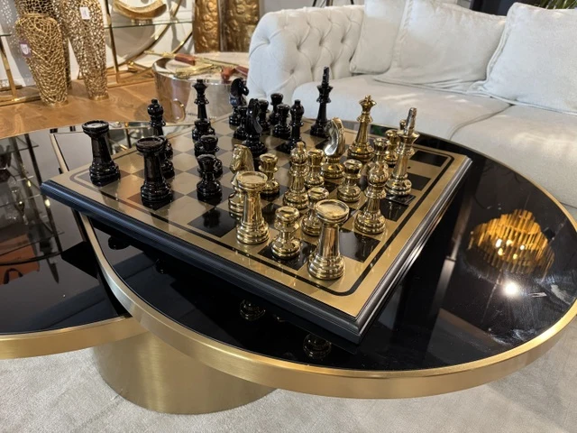 Couchtisch ausziehbar Gold, Couchtisch schwarz-Gold, Länge 118 cm