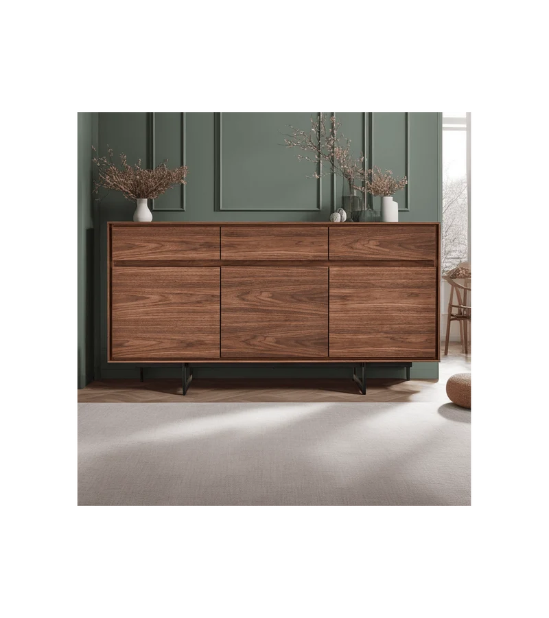 Sideboard braun-Walnuss, Anrichte braun, Breite 155 cm