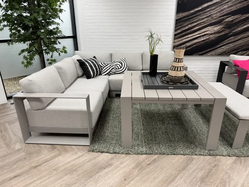 Loungesofa taupe 3-teilig, Gartenecksofa taupe, Eck-Gartensofa taupe, Maße 230x230 cm