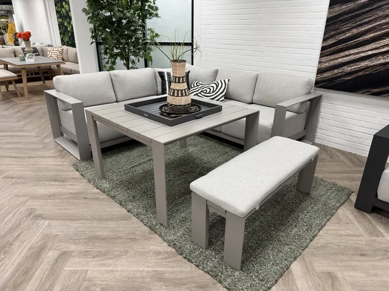 Loungesofa taupe 3-teilig, Gartenecksofa taupe, Eck-Gartensofa taupe, Maße 230x230 cm