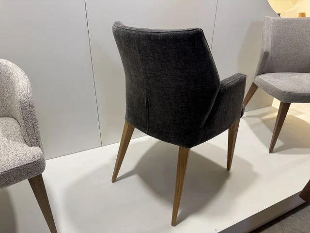 Stuhl grau Holzbeine Naturholz-Farbe, Esszimmerstuhl grau mit Armlehne
