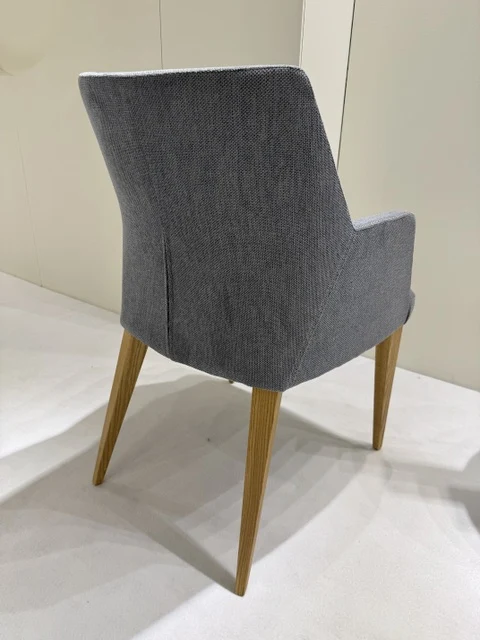 Stuhl blau Holzbeine Naturholz-Farbe, Esszimmerstuhl blau mit Armlehne