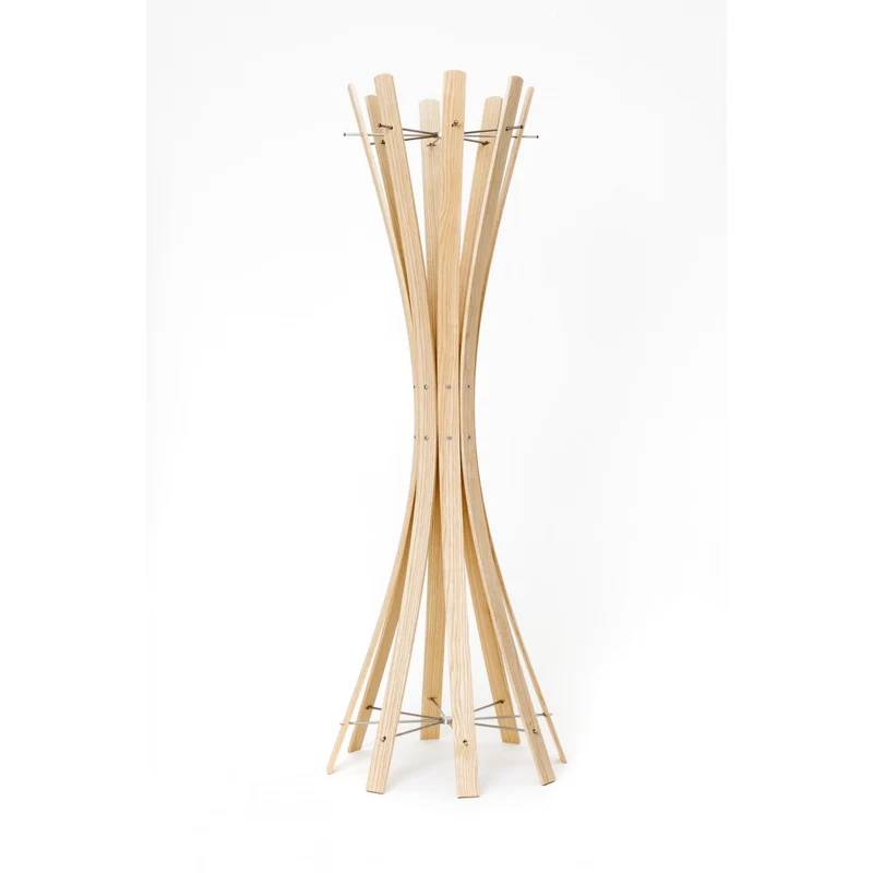 Garderobenständer Holz massiv, moderne Standgarderobe Farbe Naturholz, Ø 58 cm