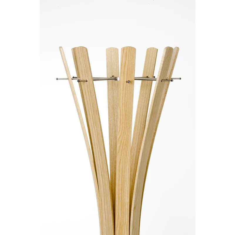 Garderobenständer Holz massiv, moderne Standgarderobe Farbe Naturholz, Ø 58 cm