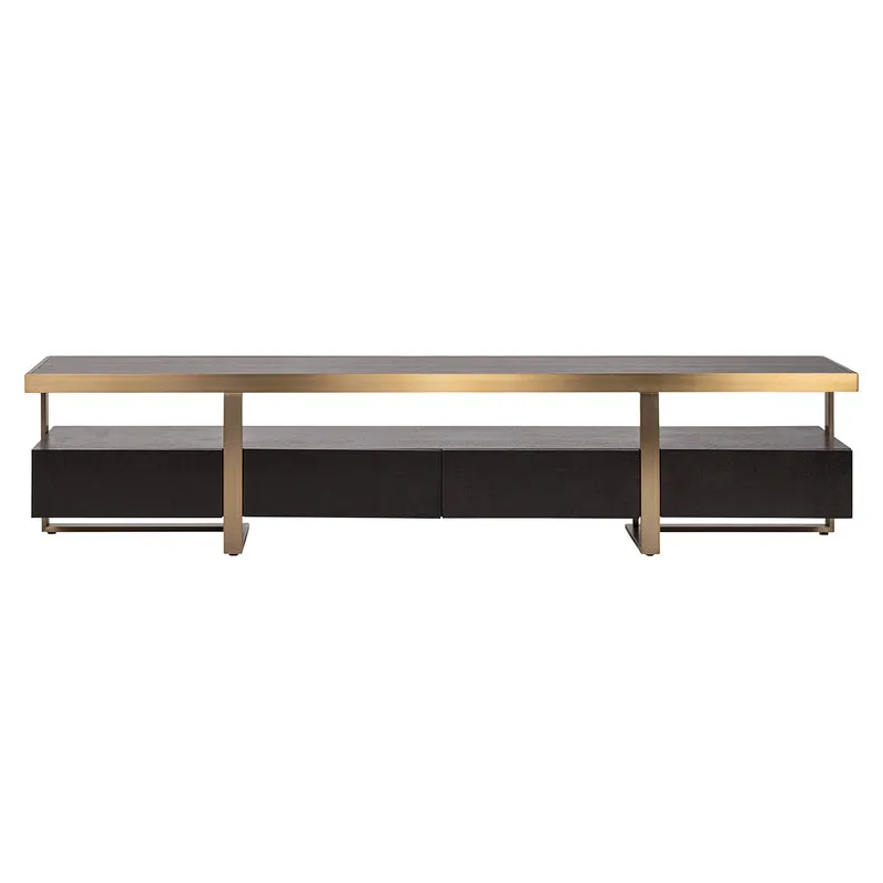 TV Regal schwarz-Gold, Fernseheregal Gold-schwarz, Lowboard Gold-schwarz, Breite 220 cm